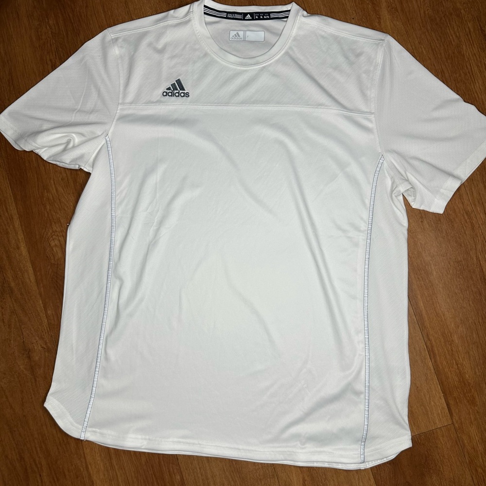 Adidas White Short Sleeve Tee Performance Shirt